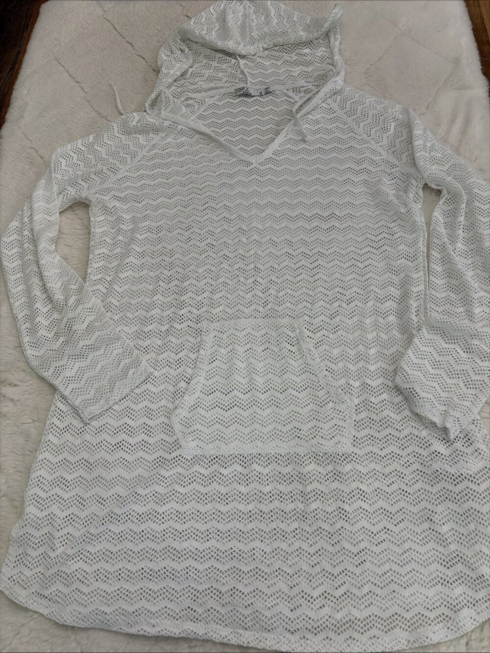 Prana Womens Mesh Sheer Swim Dress Cover M White